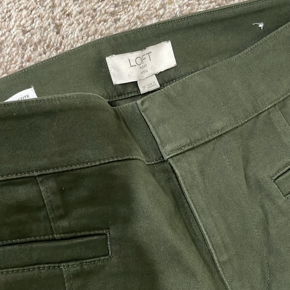 LOFT Outlet Army Green Sueded Skinny Ankle Pants - Picture 3 of 4